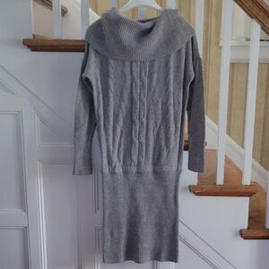 PIM + LARKIN Cowl Neckline Longsleeve Grey Knit Sweater Dress Size Small